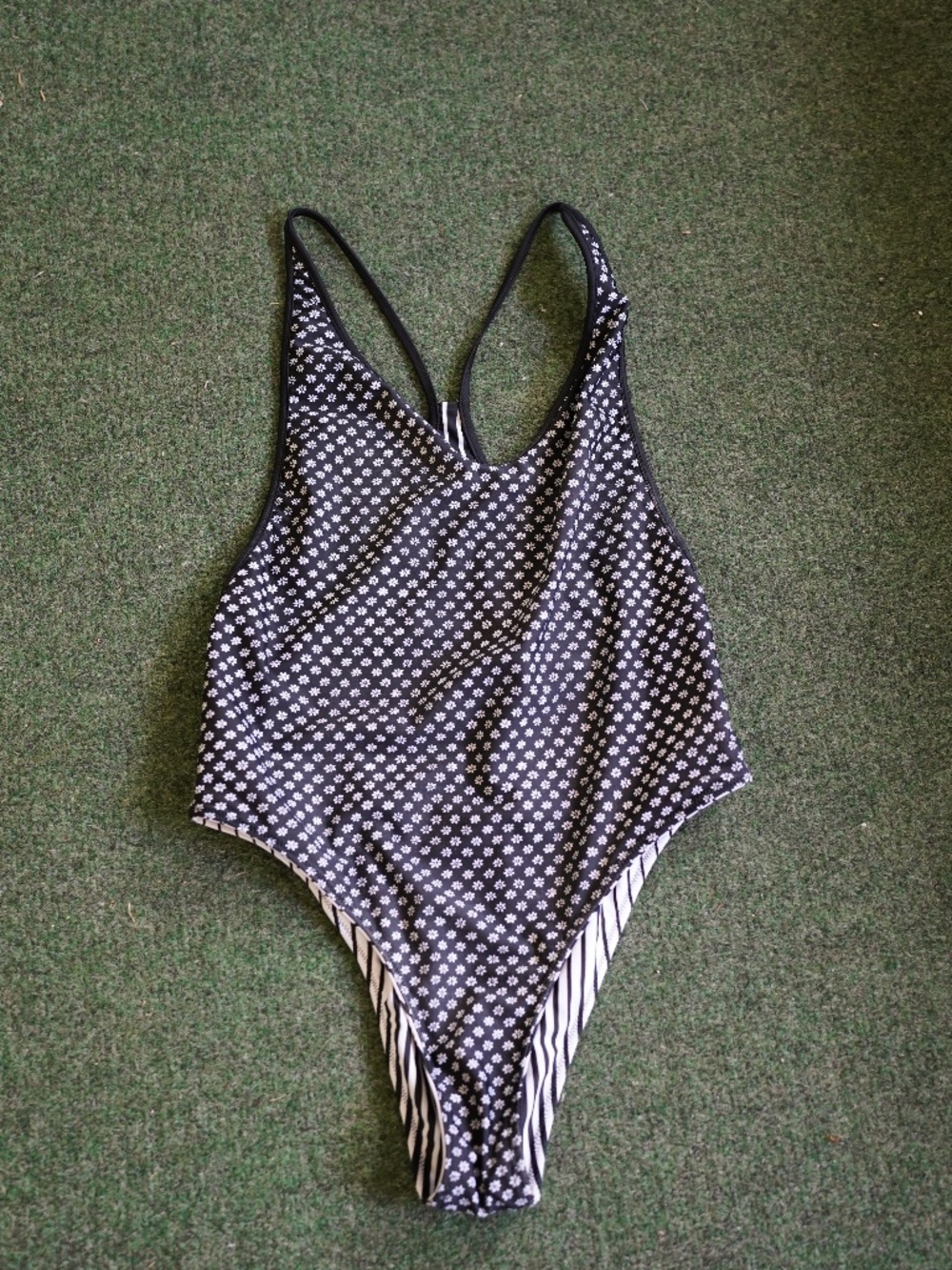 Volcom One Piece Bathing Suit Black and White Reversible Size Medium